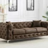 Vente-unique Chesterfield Zitbank-Driezits-Chesterfieldbank Van Microvezel Met Verouderd Leereffect Edwina