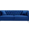 Vente-unique Stoffen Zitbank-Driezits-Chesterfield-Bank Van Nachtblauw Velours Arsene