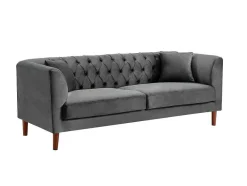 Vente-unique Chesterfield Zitbank-Driezits-Chesterfield-Bank Van Antracietkleurig Velours Arsene