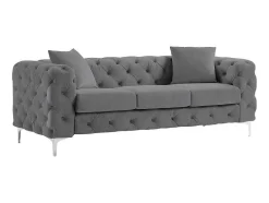 Vente-unique Chesterfield Zitbank-Driezits-Chesterfield-Bank Van Antracietgrijs Velours Edwina