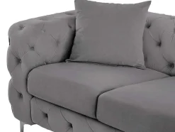 Vente-unique Chesterfield Zitbank-Driezits-Chesterfield-Bank Van Antracietgrijs Velours Edwina
