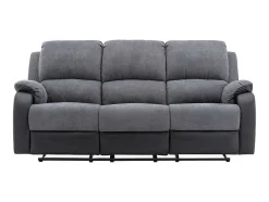 Vente-unique Zitbank-Driezits-Relaxbank Van Microvezel En Grijs En Zwart Kunstleer Brody