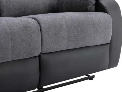 Vente-unique Zitbank-Driezits-Relaxbank Van Microvezel En Grijs En Zwart Kunstleer Brody