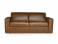 LINEA SOFA Slaapbank Met Matras-Driezits-Slaapbank 100% Buffelleer Delectea Ii - Kleur: Vintage Karamel