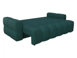Vente-unique Designer Zitbank-Driezitsslaapbank Van Blauwgroene Bouclestof Issoro