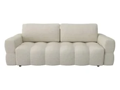 Vente-unique Designer Zitbank-Driezitsslaapbank Van Cremekleurige Bouclestof Issoro