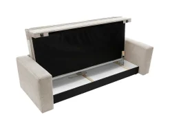 Vente-unique Fluweel / Suede-Driezitsslaapbank Van Cremewit Ribfluweel Tilia.