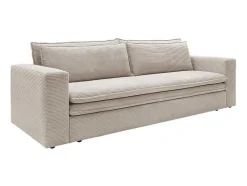 Vente-unique Fluweel / Suede-Driezitsslaapbank Van Cremewit Ribfluweel Tilia.