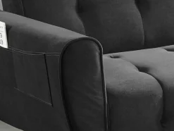 Vente-unique Klik-Klak En Bz Slaapbank-Driezits-Slaapbank Van Fluweel Polani - Antraciet