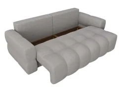 Vente-unique Designer Zitbank-Driezitsslaapbank Van Lichtgrijze Bouclestof Issoro
