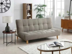 Vente-unique Klik-Klak En Bz Slaapbank-Driezitsslaapbank Van Taupegrijze Stof Esteban