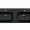 Shower & Design Wastafel-Dubbele Inbouwwastafel In Hars Met Steenlook - Zwart - L120 X B46 Cm - Atiwa