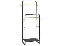 Vente-unique Kleine Opberger En Slaapkameraccessoire-Dubbele Kledingrek Selin - L65 Cm - Zwart Metaal En Beukenhout
