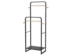 Vente-unique Kleine Opberger En Slaapkameraccessoire-Dubbele Kledingrek Selin - L65 Cm - Zwart Metaal En Beukenhout