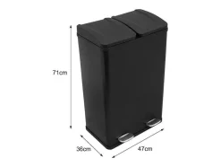 Monstershop Keukenaccessoire En -Opbergruimte-Dubbele Pedaalemmer 60 L - Zwart