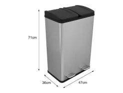 Monstershop Keukenaccessoire En -Opbergruimte-Dubbele Pedaalemmer 60 L - Zilver