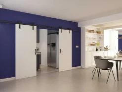Vente-unique Schuifdeur-Dubbele Schuifdeur - 2 X H205 X L83 Cm - Mdf + Wit Pvc - Varin
