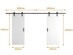 Vente-unique Schuifdeur-Dubbele Schuifdeur - 2 X H205 X L83 Cm - Mdf + Wit Pvc - Varin
