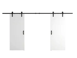 Vente-unique Schuifdeur-Dubbele Schuifdeur - 2 X H205 X L83 Cm - Mdf + Wit Pvc - Varin