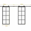 Vente-unique Schuifdeur-Dubbele Schuifdeur H205 X B83 Cm - Aluminium En Mat Gehard Glas - Wilden