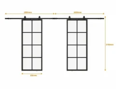 Vente-unique Schuifdeur-Dubbele Schuifdeur H205 X B83 Cm - Aluminium En Mat Gehard Glas - Wilden