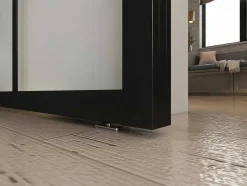 Vente-unique Schuifdeur-Dubbele Schuifdeur H205 X B83 Cm - Aluminium En Mat Gehard Glas - Wilden
