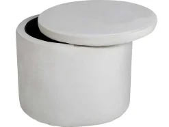 Venture Home Poef-Dunken Poef, Hocker Met Opbergruimte O51Cm Velours Beige.