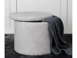 Venture Home Poef-Dunken Poef, Hocker Met Opbergruimte O51Cm Teddystof Bruin.