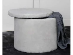 Venture Home Poef-Dunken Poef, Hocker Met Opbergruimte O51Cm Teddystof Bruin.