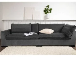 Vente-unique Modulair-Durham Bank 3 Persoons Fluweel Donkergrijs.