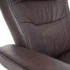 Vente-unique Fauteuil Leer-Edmonton Fauteuil Met Kruk, Bruin, Naturel Bruin
