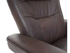 Vente-unique Fauteuil Leer-Edmonton Fauteuil Met Kruk, Bruin, Naturel Bruin