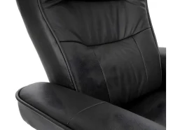 Vente-unique Fauteuil Leer-Edmonton Fauteuil Met Kruk, Zwart, Honingkleurig