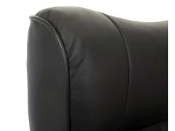 Vente-unique Fauteuil Leer-Edmonton Fauteuil Met Kruk, Zwart, Honingkleurig