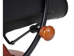 Vente-unique Fauteuil Leer-Edmonton Fauteuil Met Kruk, Zwart, Honingkleurig