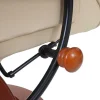 Vente-unique Fauteuil Leer-Edmonton Fauteuil Met Kruk, Creme, Honingkleurig