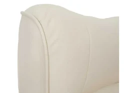 Vente-unique Fauteuil Leer-Edmonton Fauteuil Met Kruk, Creme, Honingkleurig