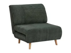 Vente-unique Uitklapbare Fauteuil-Eenpersoons Slaapbank Van Fluweel Ribstof Palula - Donkergroen