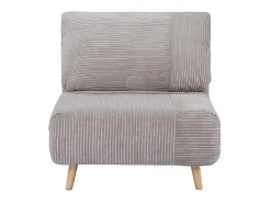 Vente-unique Uitklapbare Fauteuil-Eenpersoons Slaapbank Van Fluweel Ribstof Palula - Lichtgrijs