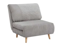 Vente-unique Uitklapbare Fauteuil-Eenpersoons Slaapbank Van Fluweel Ribstof Palula - Lichtgrijs