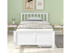 ModernLuxe Tweepersoonsbed-Eenpersoonsbed 90X200Cm In Massief Hout Met 2 Laden - Wit