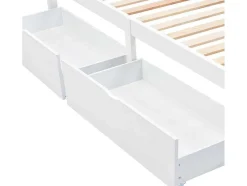 ModernLuxe Tweepersoonsbed-Eenpersoonsbed 90X200Cm In Massief Hout Met 2 Laden - Wit