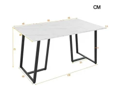 ModernLuxe Eettafel-Eettafel 140X80 Cm - Metalen Structuur - Marmerpatroon Fineer - Wit & Zwart