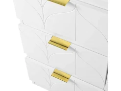ModernLuxe Kaptafels-Eigentijdse Scandinavische Draaibare Kaptafel Met 6 Lades - Versierd Met Bloemmotief - Wit