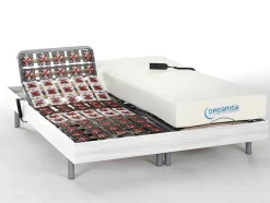 DREAMEA Elektrisch Relaxatiebed-Elektisch Relaxbed Met Contactplaatjes En Matras Met Vormgeheugen Hesiode Iii Van - Okin-Motors - Wit - 2 X 70 X 190 Cm