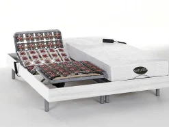 NATUREA Elektrisch Relaxatiebed-Elektrisch Bed - Bedbodem En Matras - Met Vormgeheugen En Bamboe Lysis Iii Van - Motoren Okin - 2 X 80 X 200 Cm - Wit
