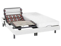 DREAMEA Elektrisch Relaxatiebed-Elektrisch Bed Bedbodem En Matras Lattenbodem En Contactplaatjes - Pandora Ii Van - Motor Okin - Wit - 2X90X200 Cm