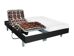 DREAMEA Elektrisch Relaxatiebed-Elektrisch Bed Bedbodem En Matras Latex-Instap Cassiopee Iii Van - Zwart - Motoren Okin - 2X70X190 Cm