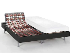 DREAMEA Elektrisch Relaxatiebed-Elektrisch Bed Bedbodem En Matras Latex-Instap Cassiopee Iii Van - Zwart - Motoren Okin - 2X80X200 Cm