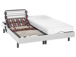 DREAMEA Elektrisch Relaxatiebed-Elektrisch Bed Bedbodem En Matras Lattenbodem En Contactplaatjes - Pandora Ii Van - Motor Okin - Wit - 2X80X200 Cm